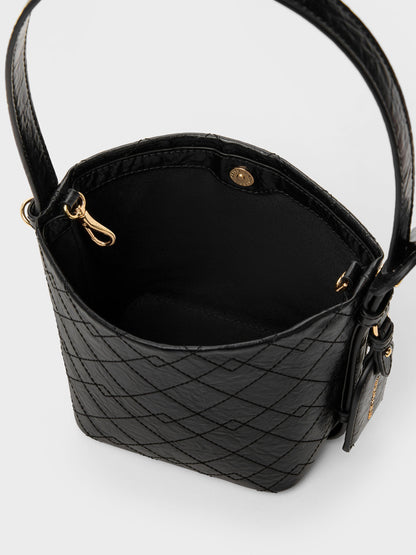 CHARLES & KEITH Deals / Duo Quilted Chain Bucket Bag - Black