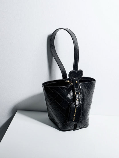 CHARLES & KEITH Deals / Duo Quilted Chain Bucket Bag - Black