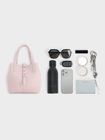 CHARLES & KEITH Discount / Beryl Belted Bucket Bag - Soft Pink