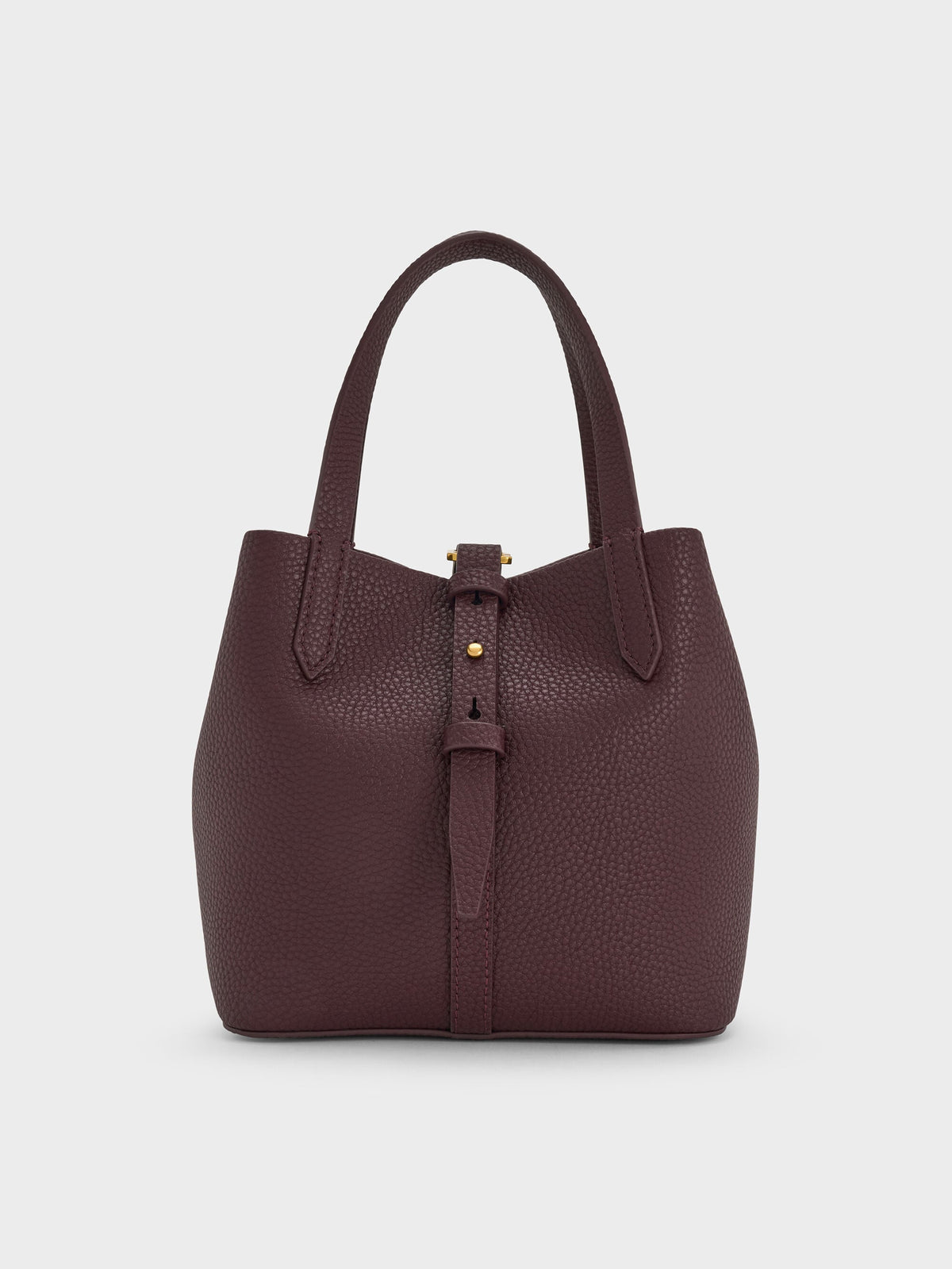 CHARLES & KEITH New / Beryl Belted Bucket Bag - Wineberry Red