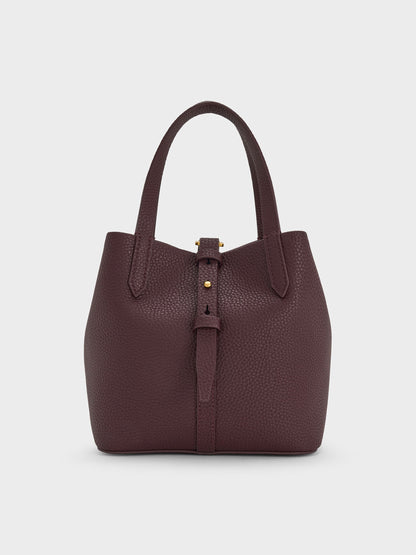 CHARLES & KEITH New / Beryl Belted Bucket Bag - Wineberry Red