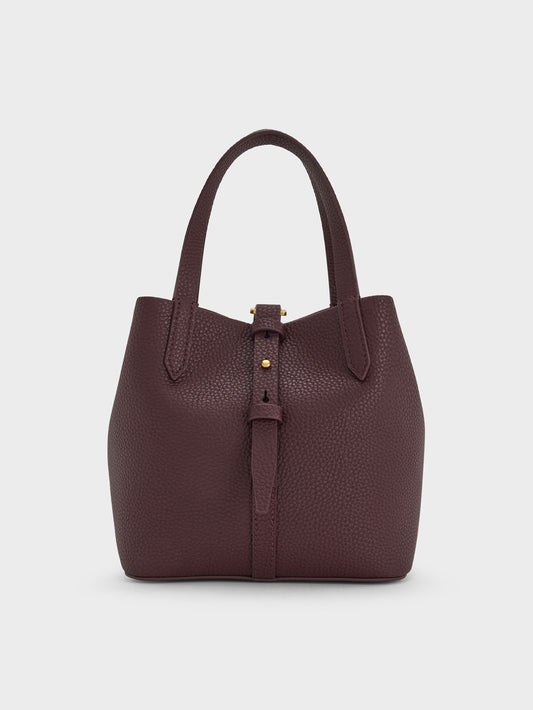 CHARLES & KEITH New / Beryl Belted Bucket Bag - Wineberry Red