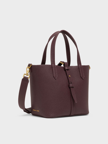 CHARLES & KEITH New / Beryl Belted Bucket Bag - Wineberry Red