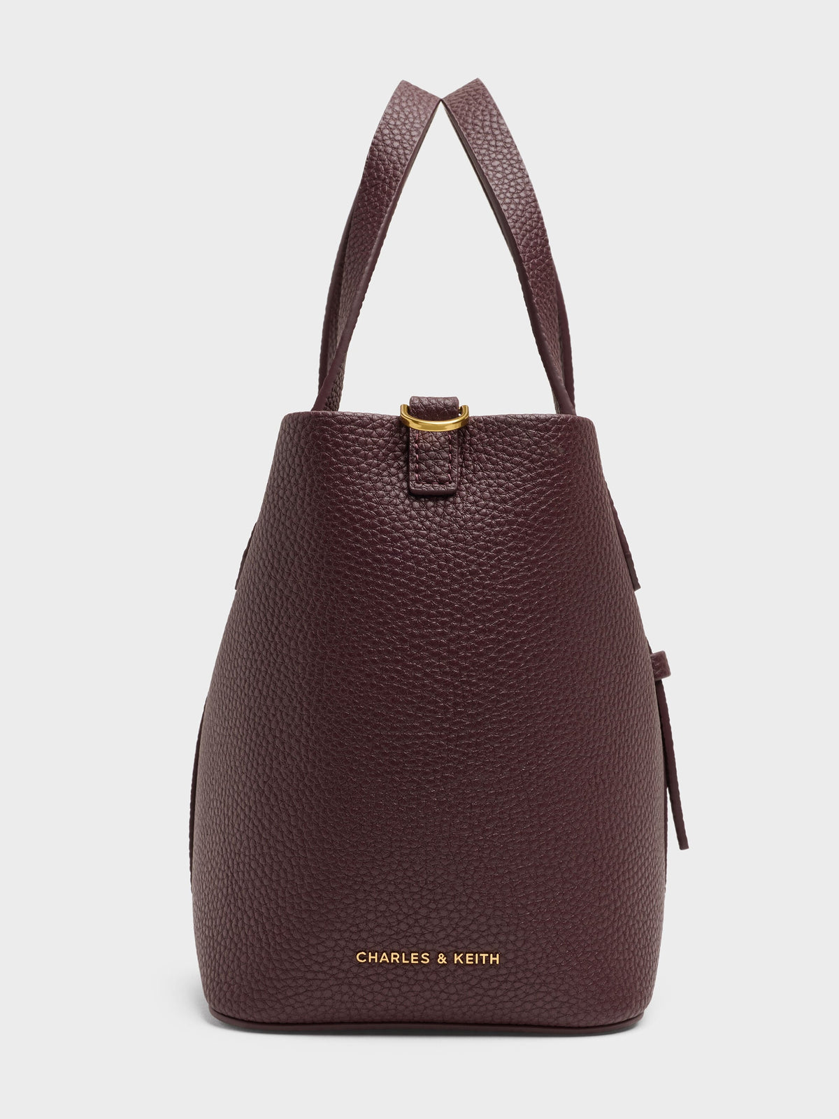 CHARLES & KEITH New / Beryl Belted Bucket Bag - Wineberry Red