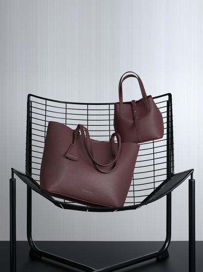 CHARLES & KEITH New / Beryl Belted Bucket Bag - Wineberry Red