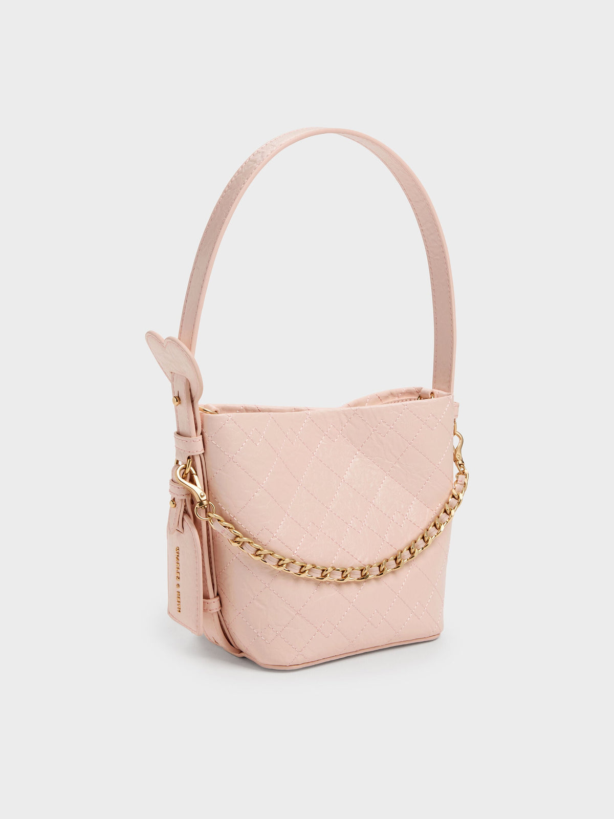 CHARLES & KEITH Quality / Duo Quilted Chain Bucket Bag - Soft Pink