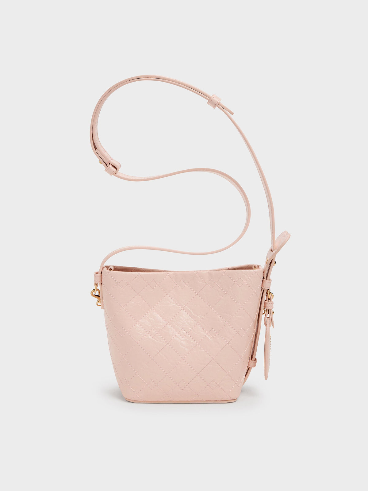 CHARLES & KEITH Quality / Duo Quilted Chain Bucket Bag - Soft Pink