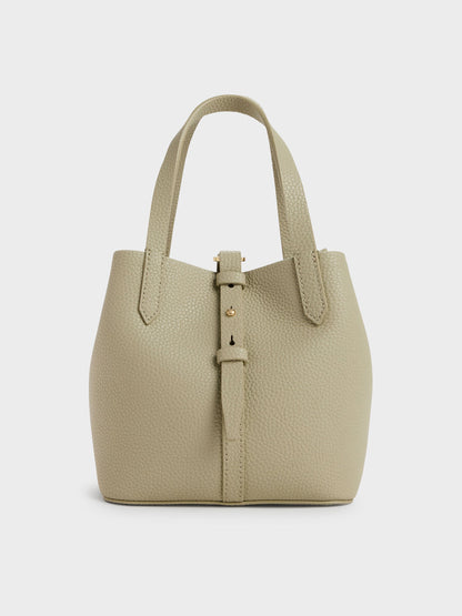 CHARLES & KEITH Deals / Beryl Belted Bucket Bag - Pale Olive