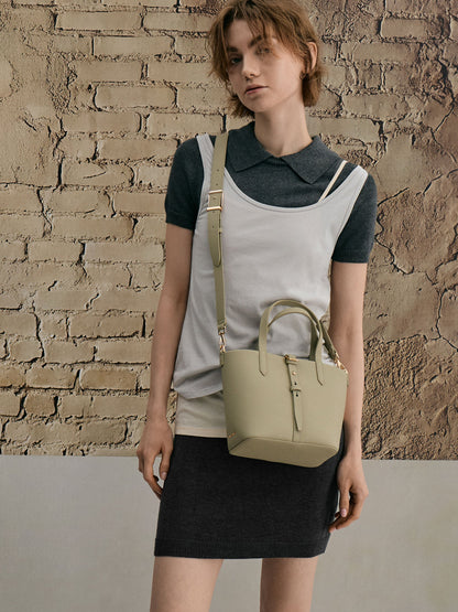 CHARLES & KEITH Deals / Beryl Belted Bucket Bag - Pale Olive