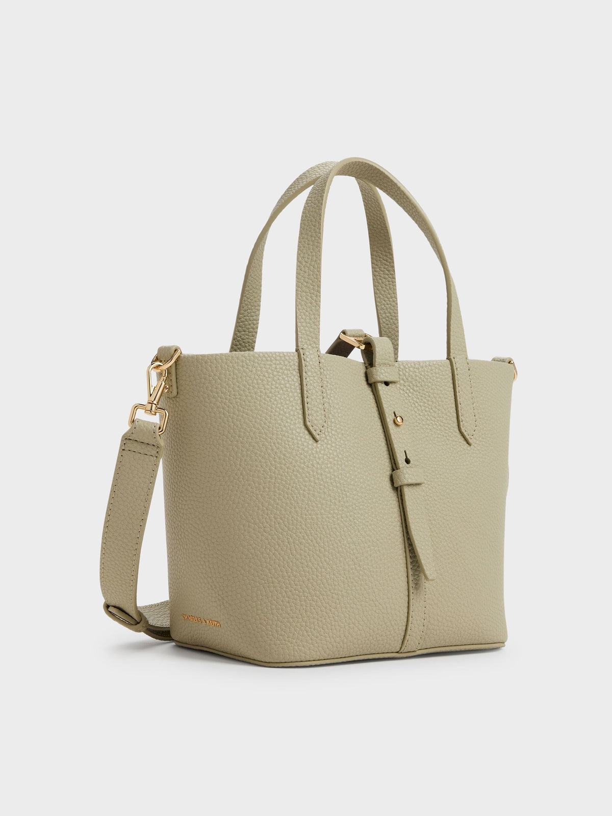 CHARLES & KEITH Deals / Beryl Belted Bucket Bag - Pale Olive