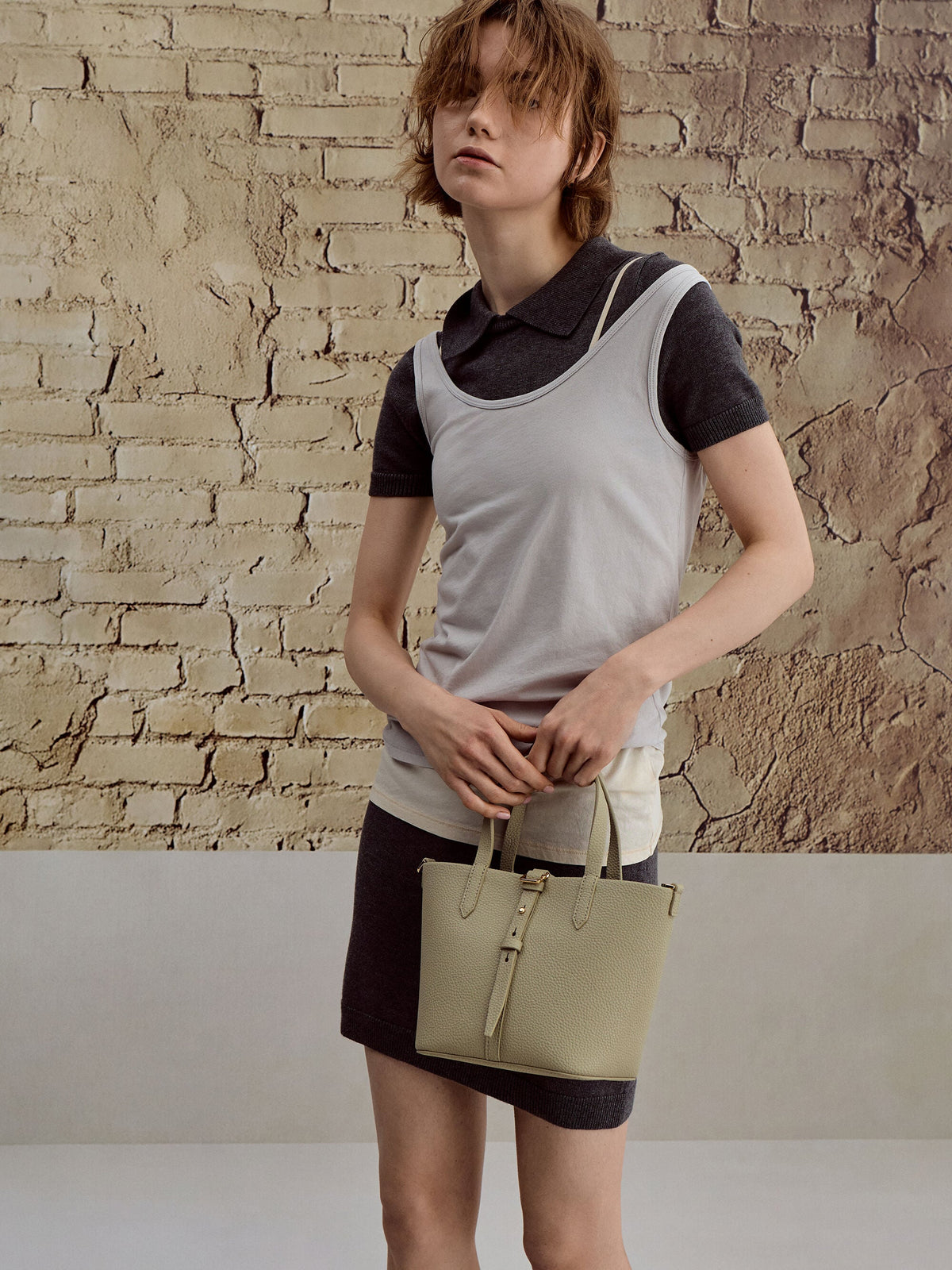 CHARLES & KEITH Deals / Beryl Belted Bucket Bag - Pale Olive