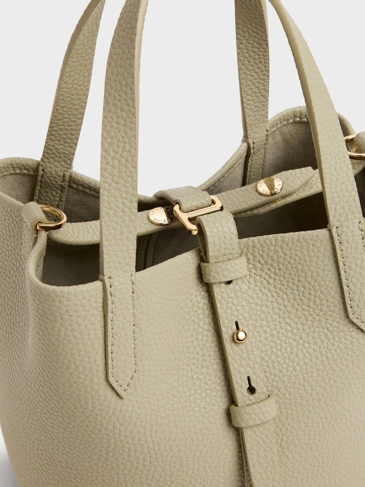 CHARLES & KEITH Deals / Beryl Belted Bucket Bag - Pale Olive