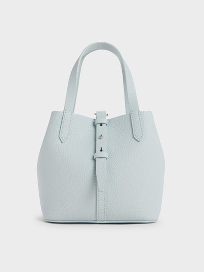 CHARLES & KEITH Top Pick / Beryl Belted Bucket Bag - Sea Salt Blue
