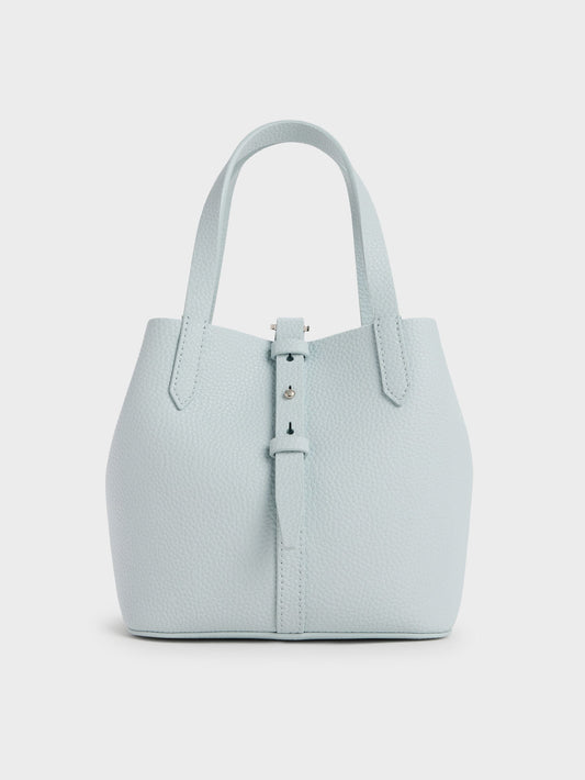 CHARLES & KEITH Top Pick / Beryl Belted Bucket Bag - Sea Salt Blue