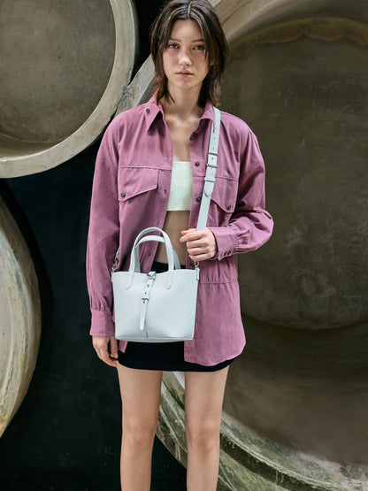 CHARLES & KEITH Top Pick / Beryl Belted Bucket Bag - Sea Salt Blue