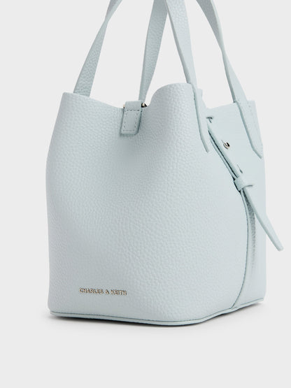 CHARLES & KEITH Top Pick / Beryl Belted Bucket Bag - Sea Salt Blue