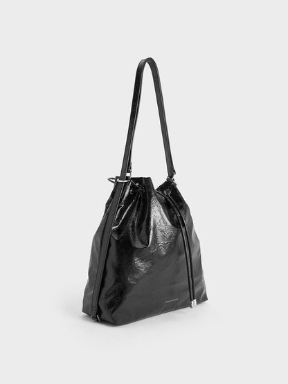 CHARLES & KEITH Classic / Neva Two-Way Bucket Bag - Noir