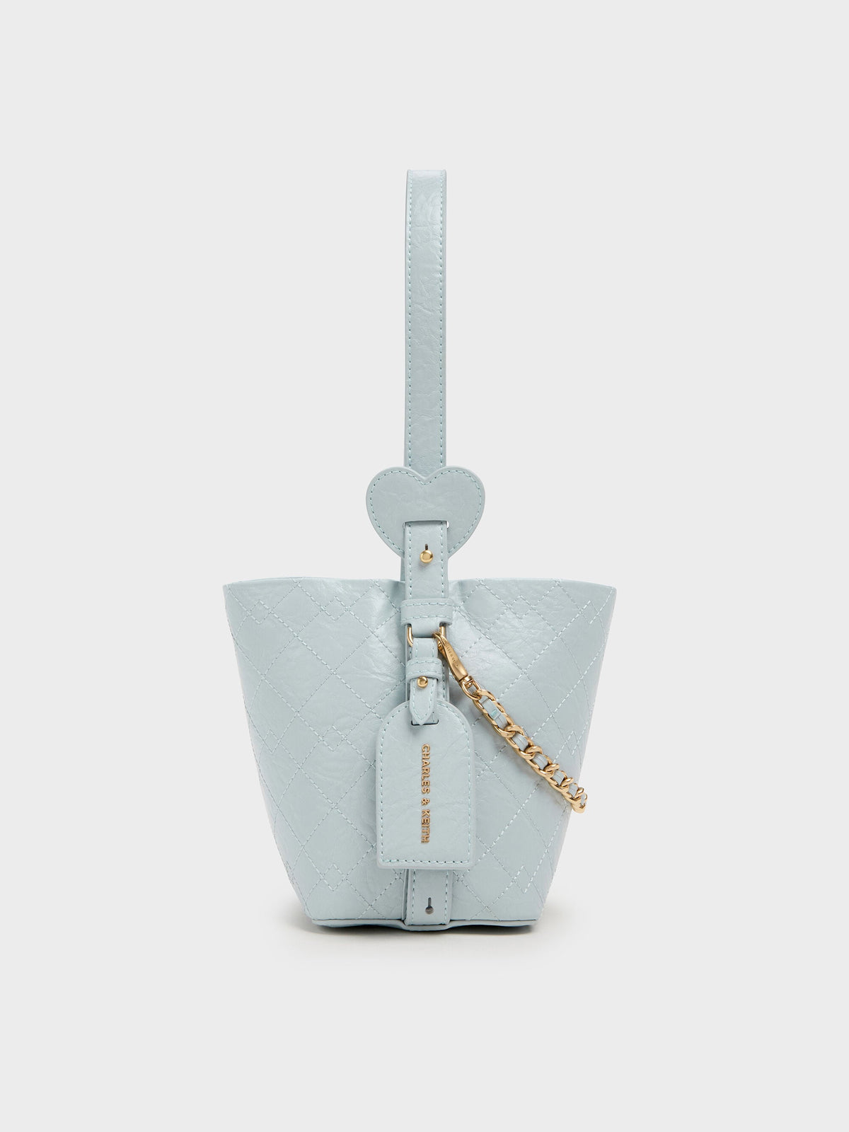 CHARLES & KEITH Value / Duo Quilted Chain Bucket Bag - Sea Salt Blue