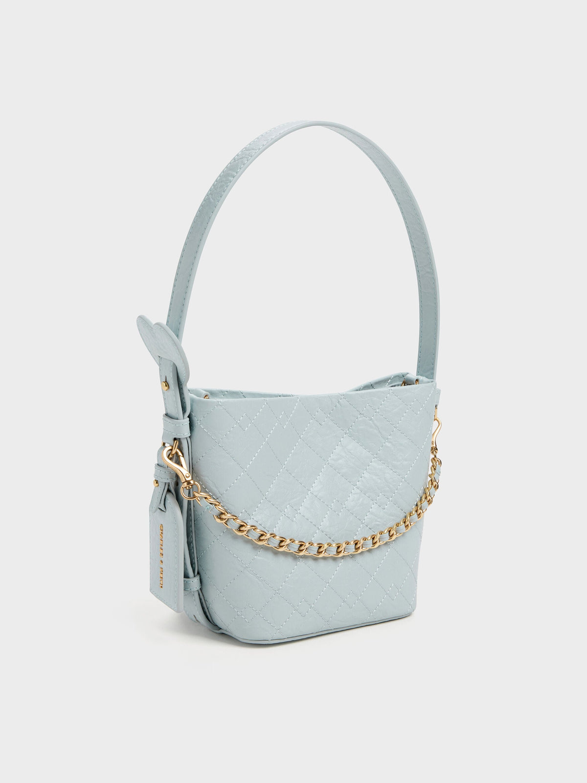 CHARLES & KEITH Value / Duo Quilted Chain Bucket Bag - Sea Salt Blue
