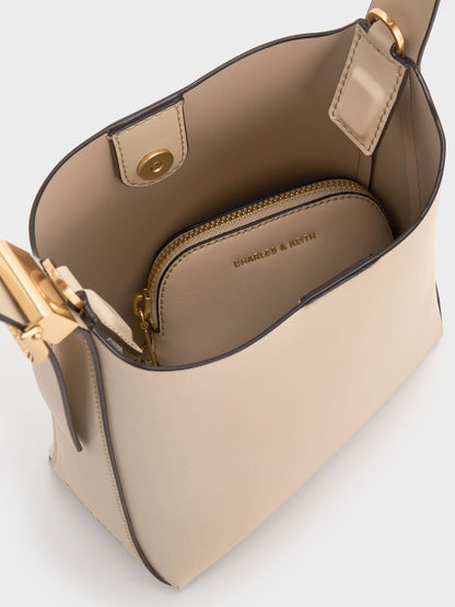 CHARLES & KEITH Latest / Edna Bucket Bag - Oat