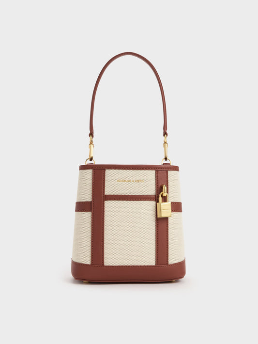 CHARLES & KEITH Top Pick / Scottie Canvas Bucket Bag - Brick