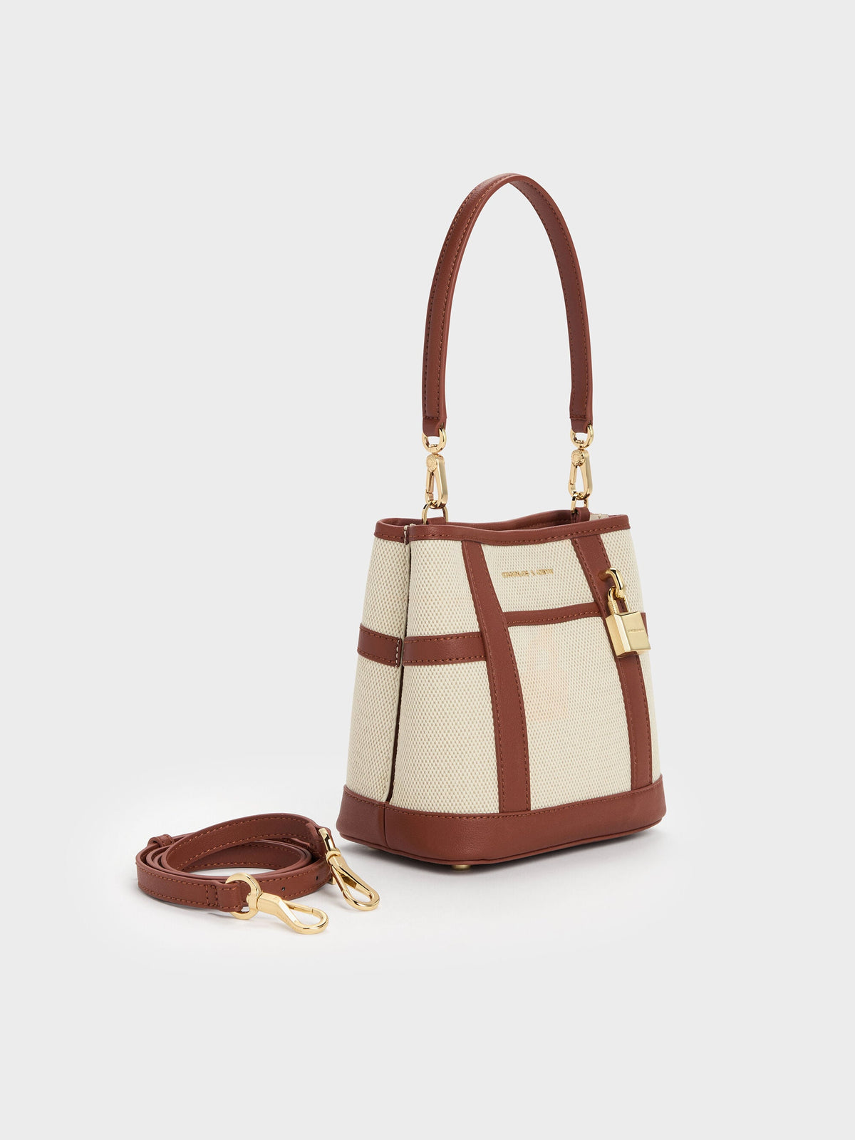 CHARLES & KEITH Top Pick / Scottie Canvas Bucket Bag - Brick