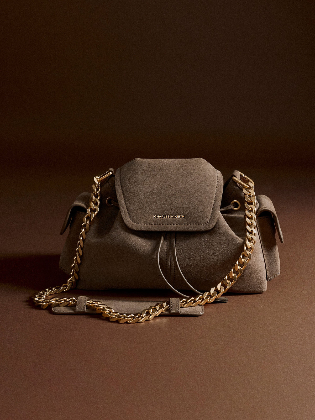 CHARLES & KEITH Best Price / Noane Side-Pocket Two-Way Bucket Bag - Stone Grey