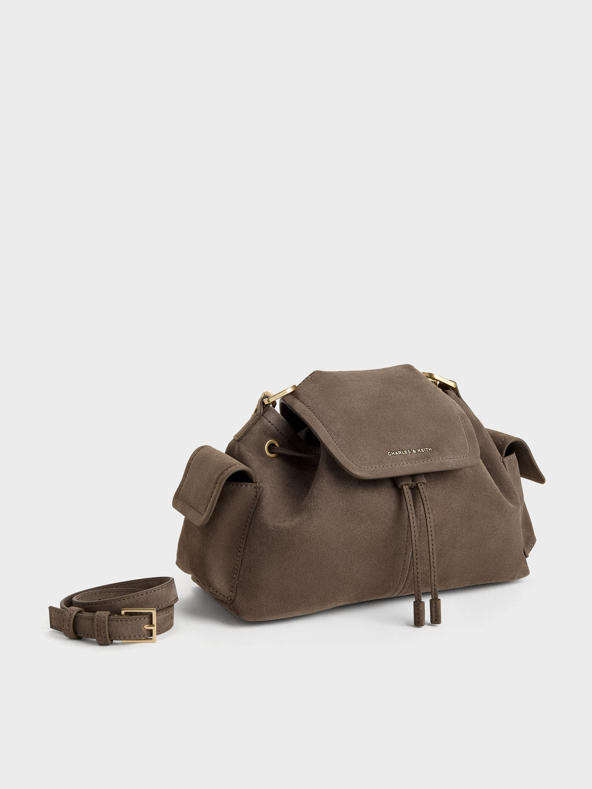 CHARLES & KEITH Best Price / Noane Side-Pocket Two-Way Bucket Bag - Stone Grey