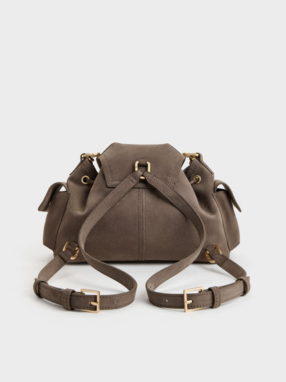 CHARLES & KEITH Best Price / Noane Side-Pocket Two-Way Bucket Bag - Stone Grey