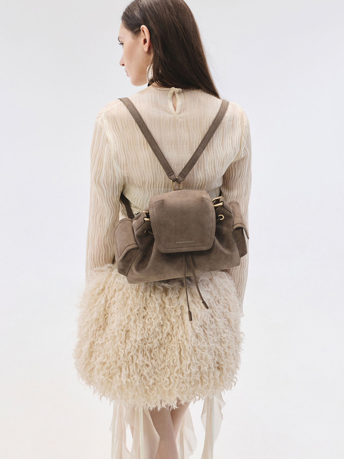 CHARLES & KEITH Best Price / Noane Side-Pocket Two-Way Bucket Bag - Stone Grey