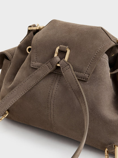 CHARLES & KEITH Best Price / Noane Side-Pocket Two-Way Bucket Bag - Stone Grey