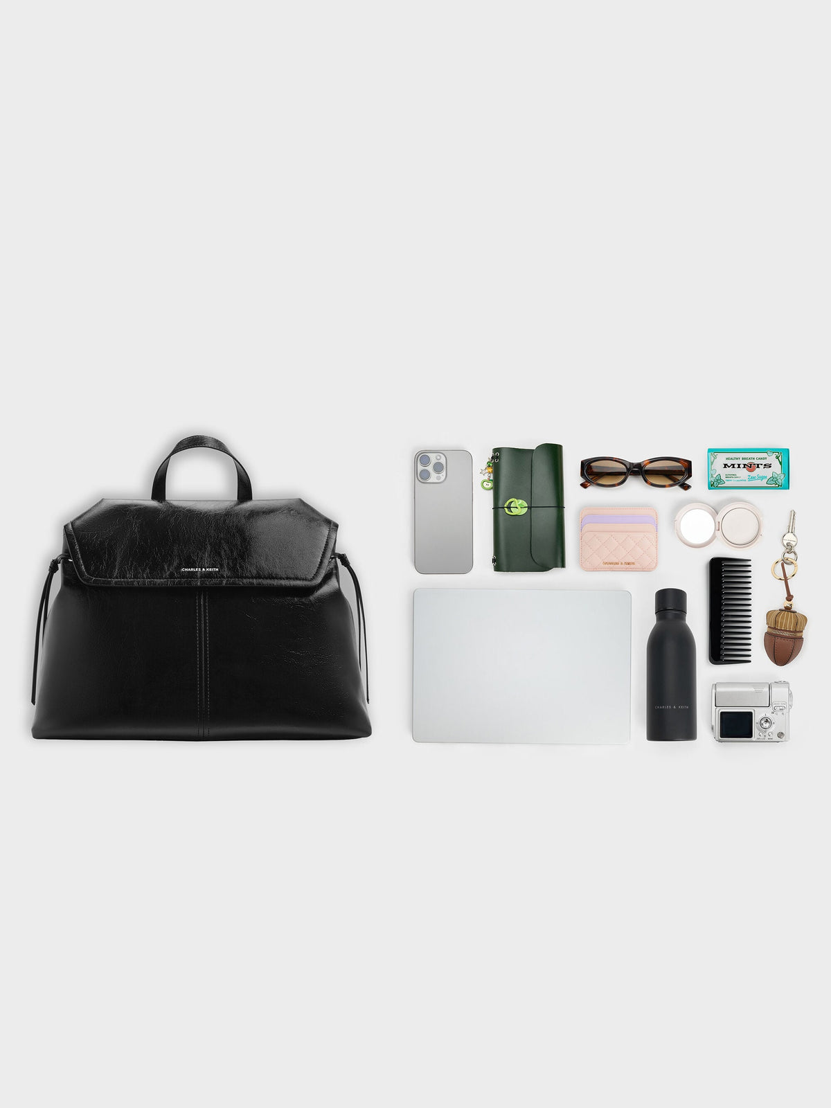 CHARLES & KEITH Premium / XL Noane Backpack - Noir