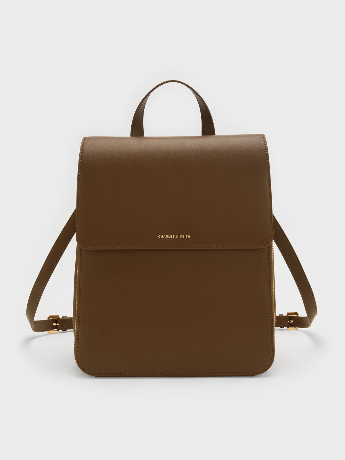 CHARLES & KEITH Deals / Octavia Front-Flap Backpack - Dark Brown