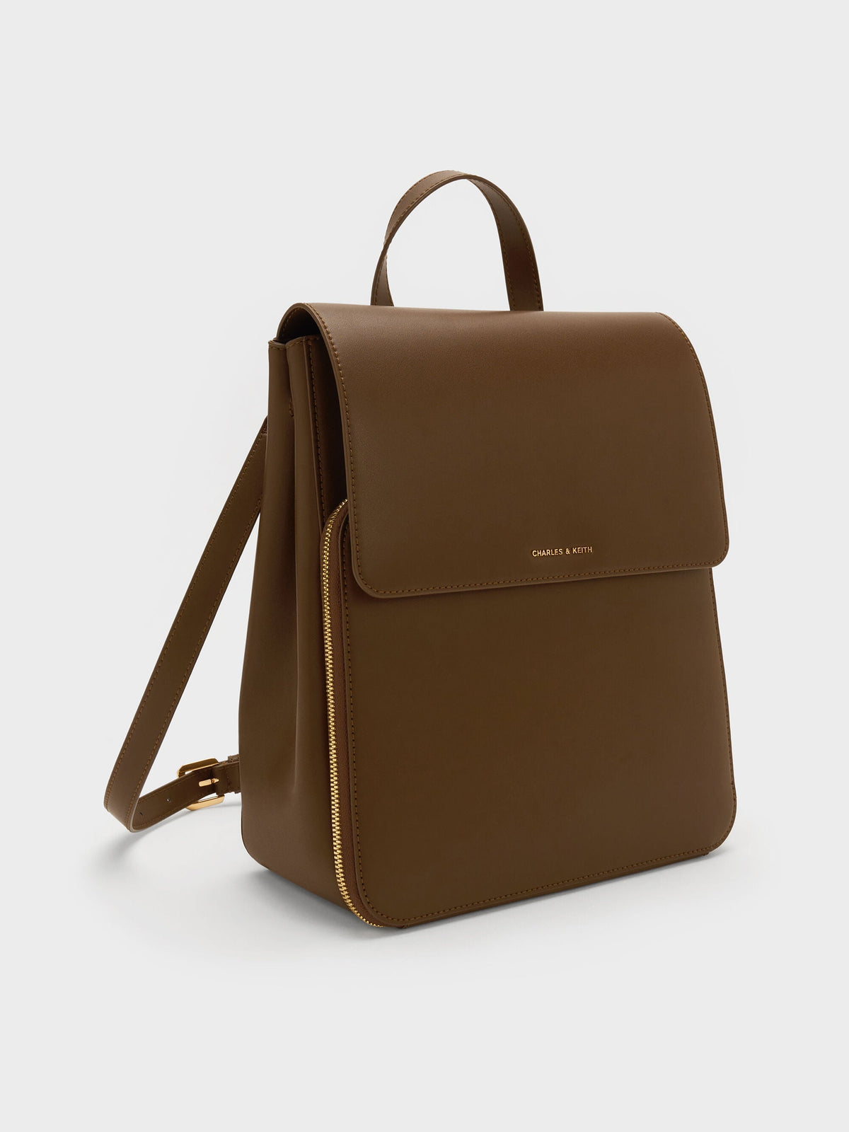 CHARLES & KEITH Deals / Octavia Front-Flap Backpack - Dark Brown