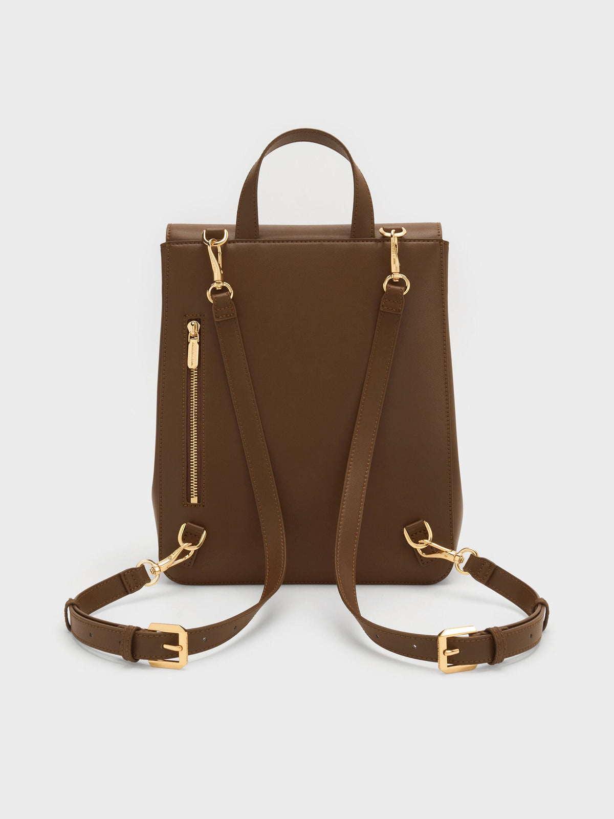 CHARLES & KEITH Deals / Octavia Front-Flap Backpack - Dark Brown