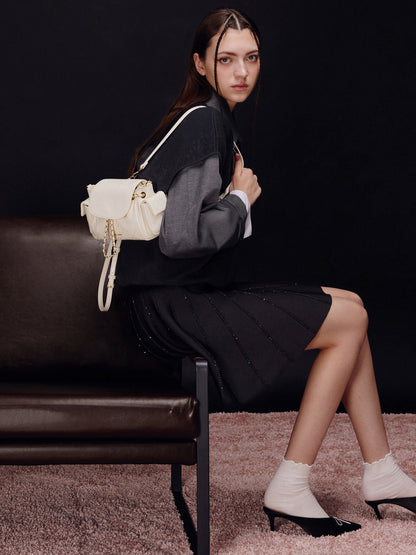 CHARLES & KEITH Signature / Duo Quilted Two-Way Front Flap Backpack - Cream