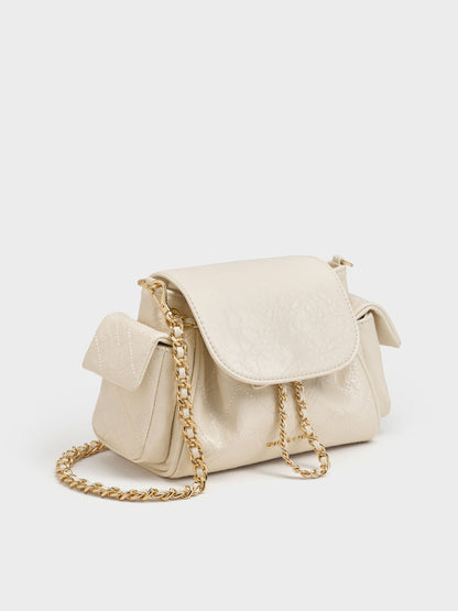 CHARLES & KEITH Signature / Duo Quilted Two-Way Front Flap Backpack - Cream