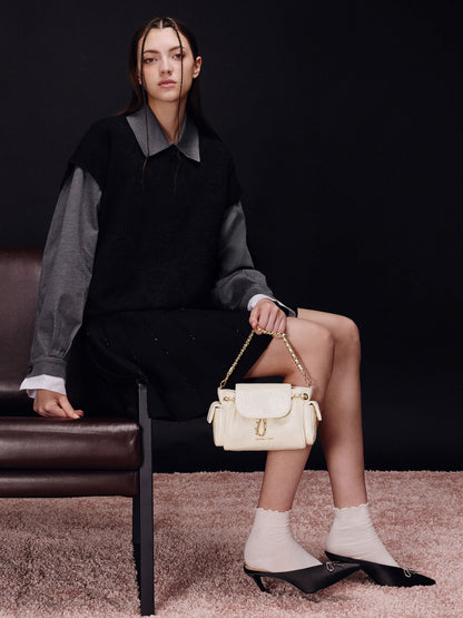 CHARLES & KEITH Signature / Duo Quilted Two-Way Front Flap Backpack - Cream