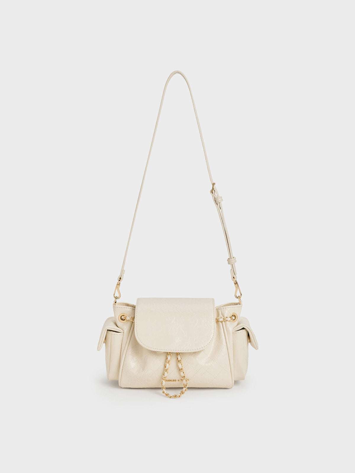 CHARLES & KEITH Signature / Duo Quilted Two-Way Front Flap Backpack - Cream