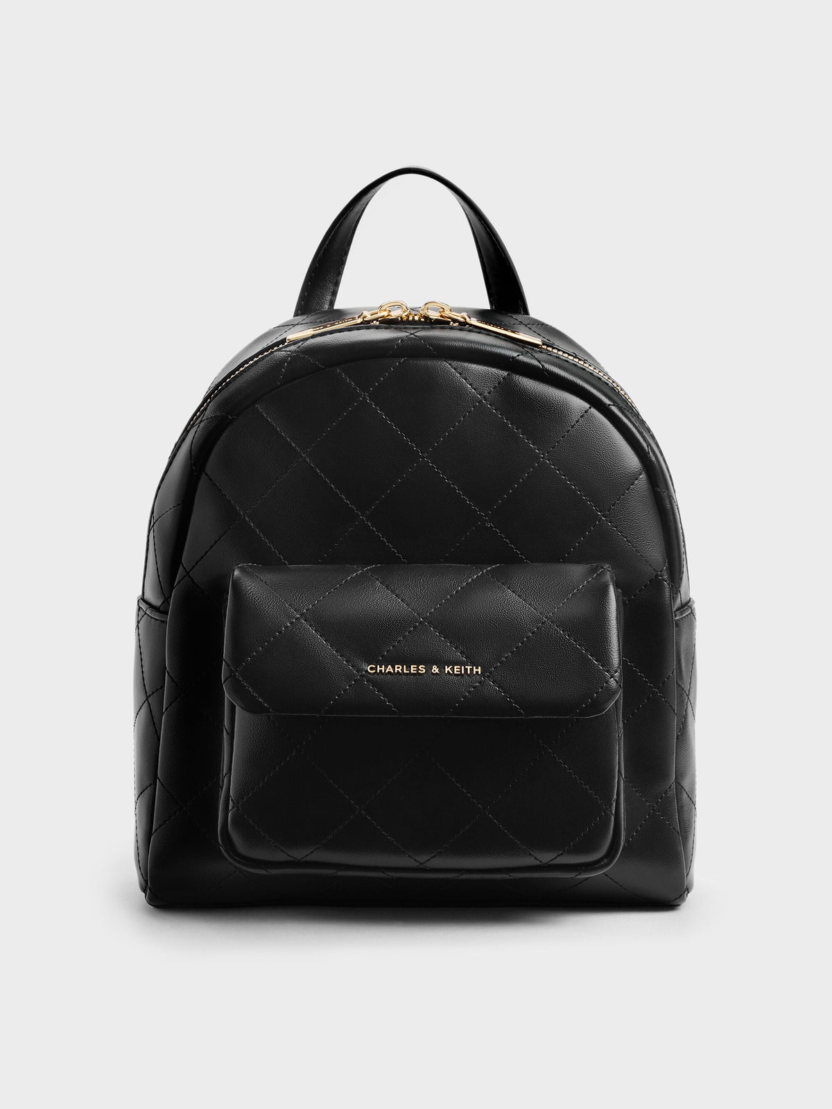 CHARLES & KEITH Discount / Alva Quilted Front-Pocket Backpack - Black