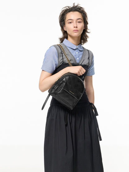 CHARLES & KEITH Discount / Alva Quilted Front-Pocket Backpack - Black