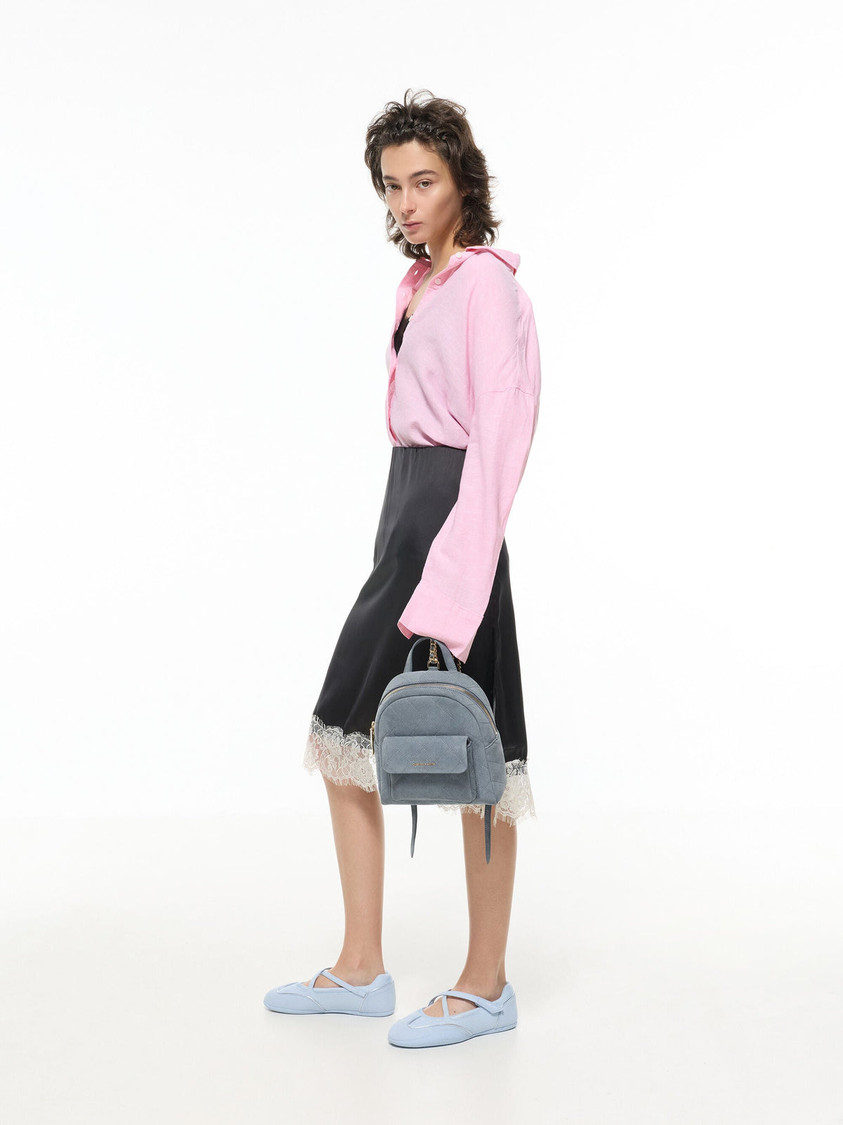 CHARLES & KEITH Trending / Alva Quilted Front-Pocket Backpack - Smoky Blue