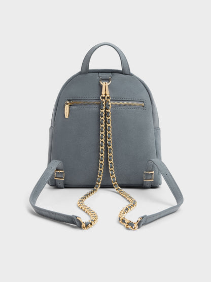 CHARLES & KEITH Trending / Alva Quilted Front-Pocket Backpack - Smoky Blue