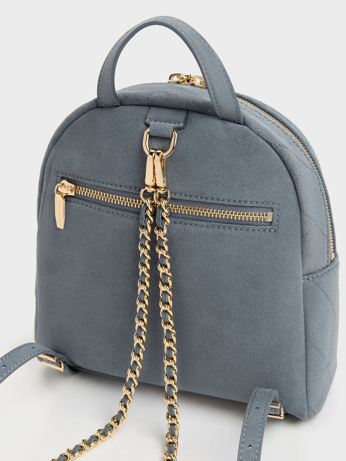 CHARLES & KEITH Trending / Alva Quilted Front-Pocket Backpack - Smoky Blue