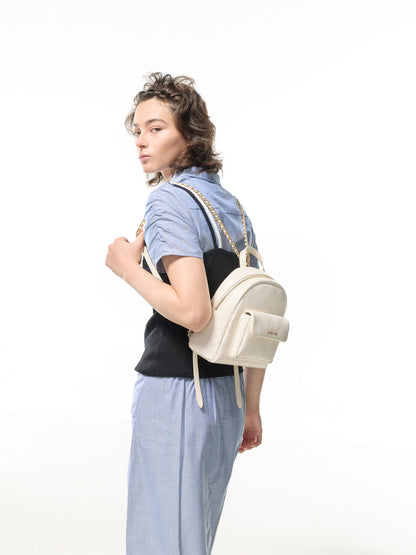 CHARLES & KEITH Everyday / Alva Quilted Front-Pocket Backpack - Cream