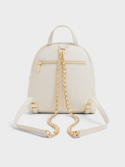 CHARLES & KEITH Everyday / Alva Quilted Front-Pocket Backpack - Cream