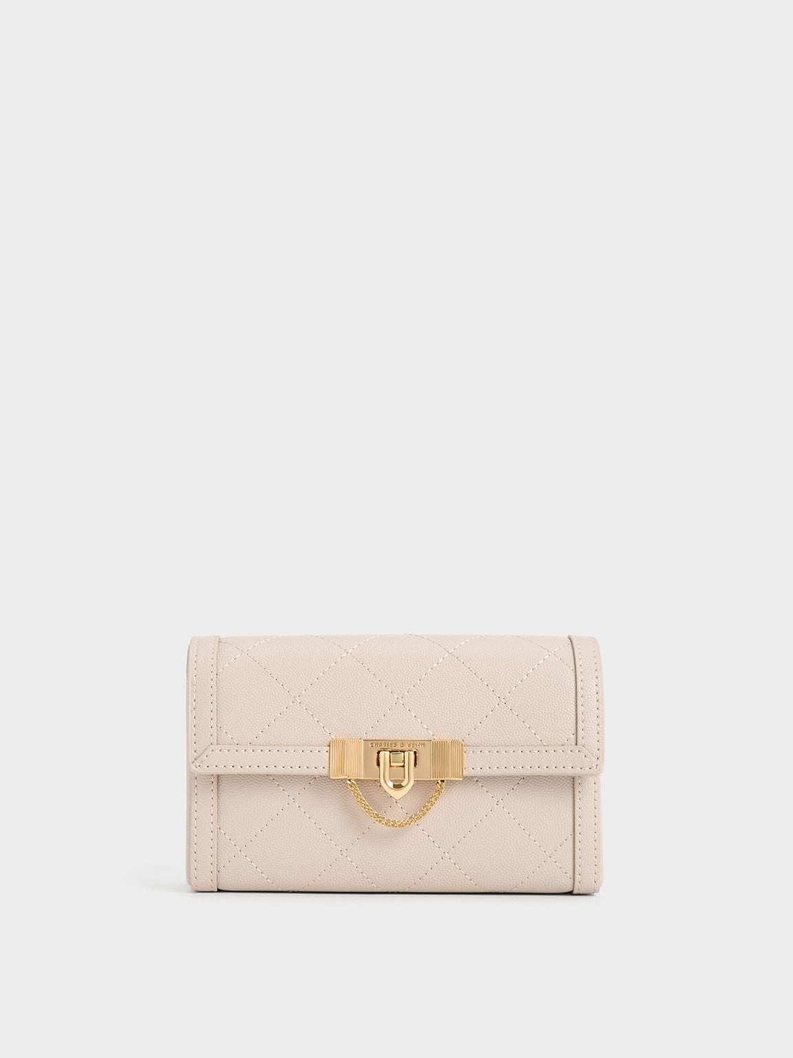 CHARLES & KEITH Recommended / Tallulah Quilted Push-Lock Clutch - Oat