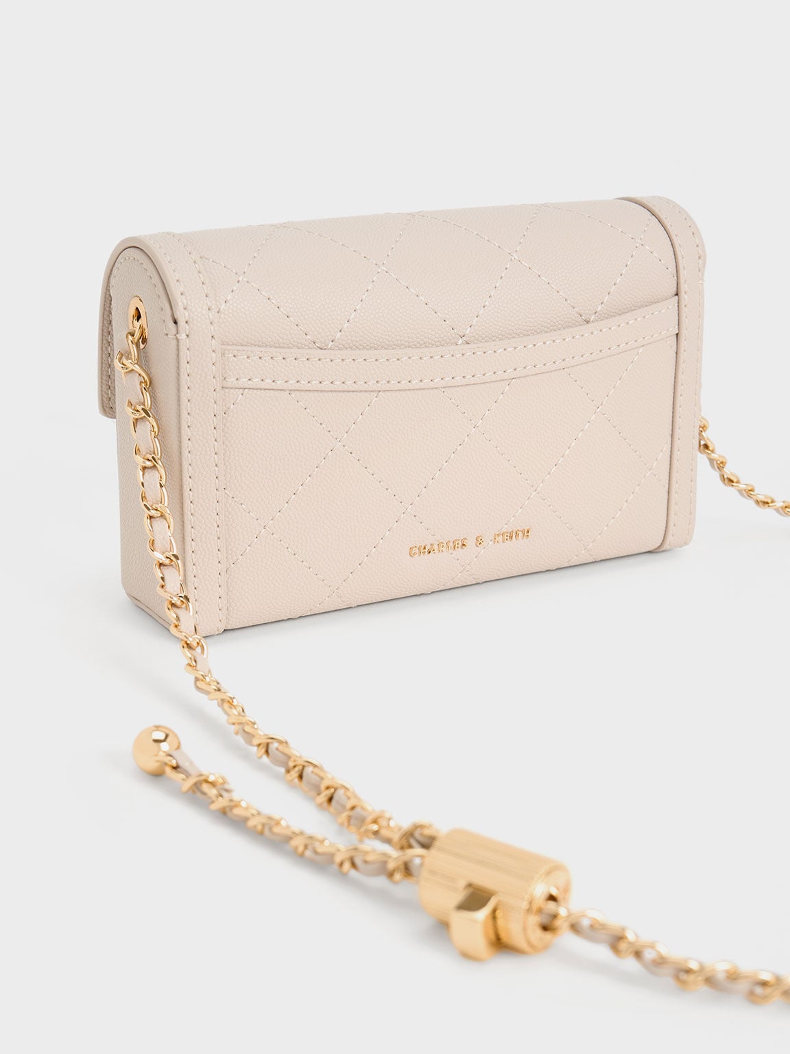 CHARLES & KEITH Recommended / Tallulah Quilted Push-Lock Clutch - Oat