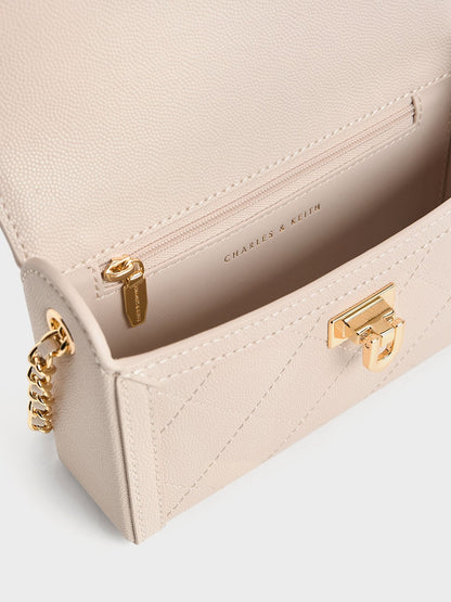 CHARLES & KEITH Recommended / Tallulah Quilted Push-Lock Clutch - Oat