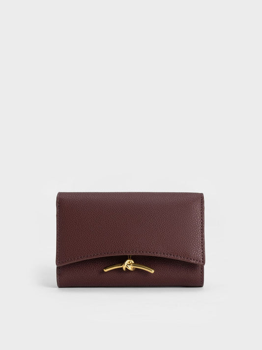 CHARLES & KEITH Sale / Huxley Metallic-Knot Wallet - Dark Chocolate